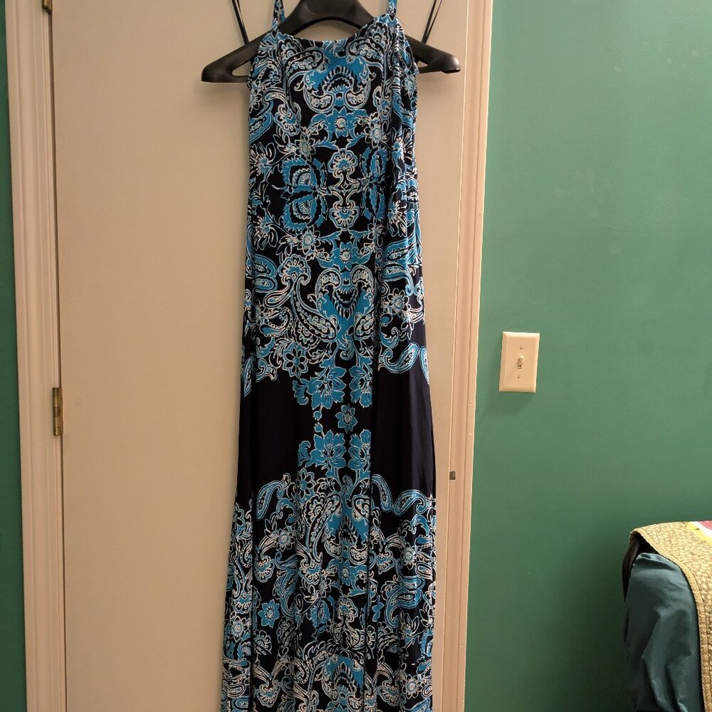 INC International Concepts Blue Paisley print sundress, Sz M